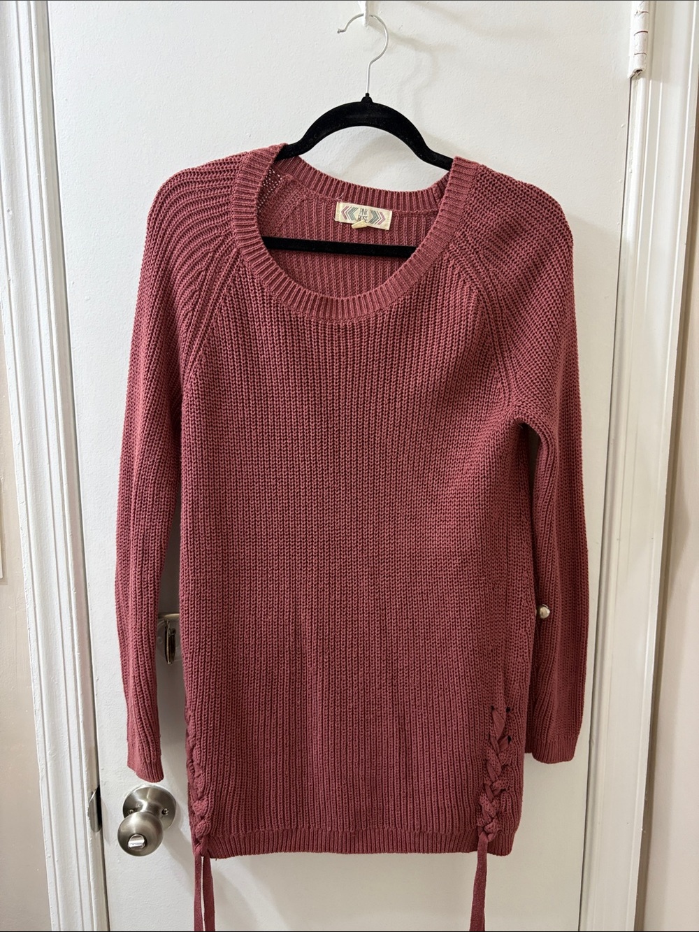 Pink Rose Mauve Crewneck Knit Sweater